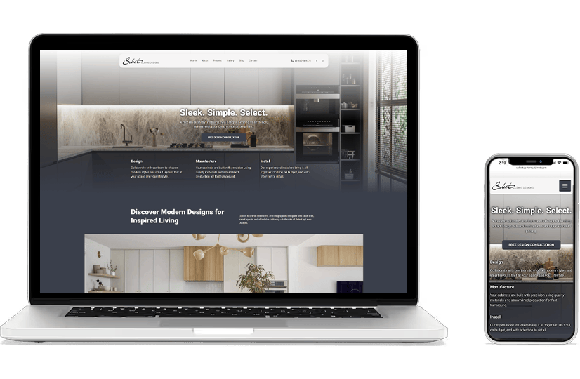 website mockups on laptop and cell phone