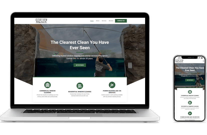 website mockups on laptop and cell phone